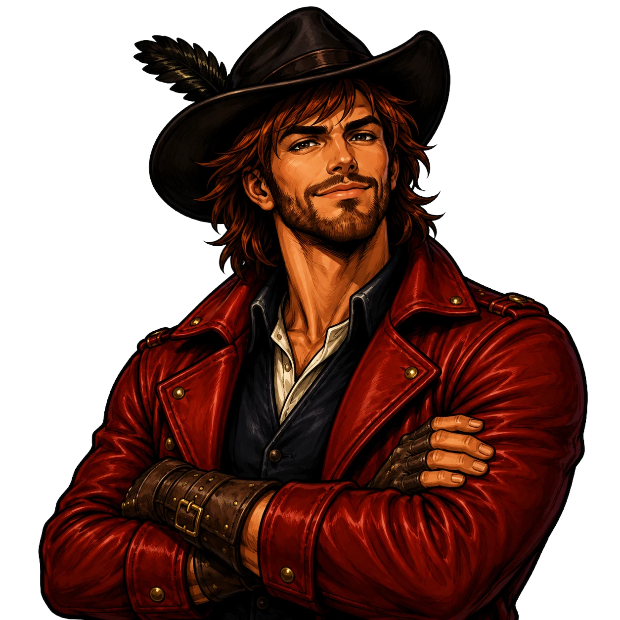 The Raven Bard standing confidently with his arms crossed